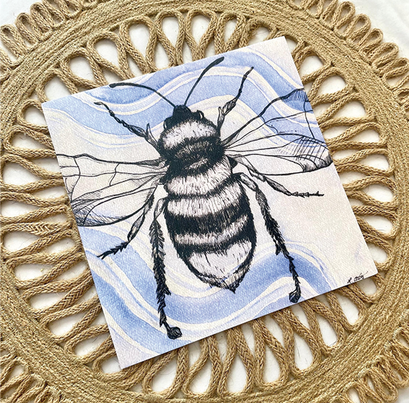 BristlesandDesign Art Print - &quot;Blue Bee&quot;