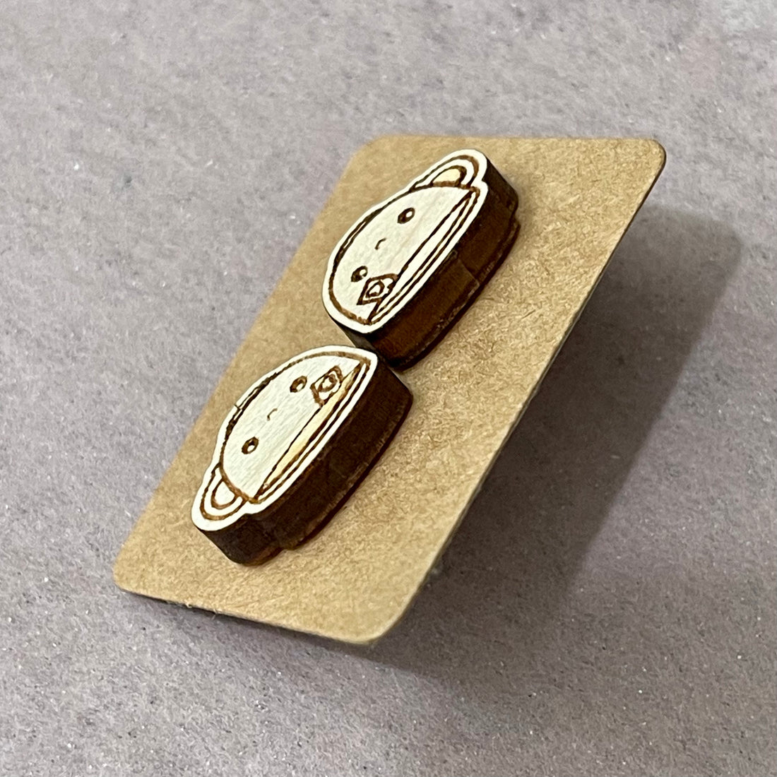 Wood Earrings - Teacups