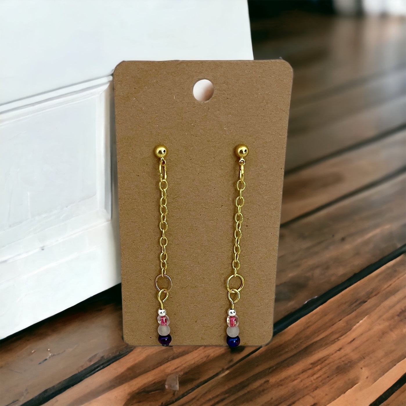 Steamed Stardust Earrings - Gold Chain with Beads