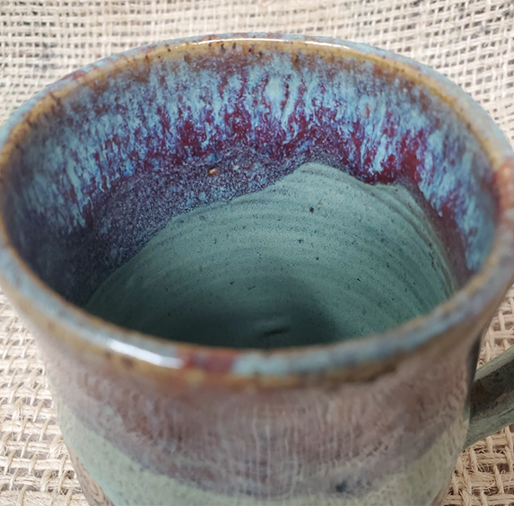 Turtle Hollow Pottery Mug - Peacock Feather