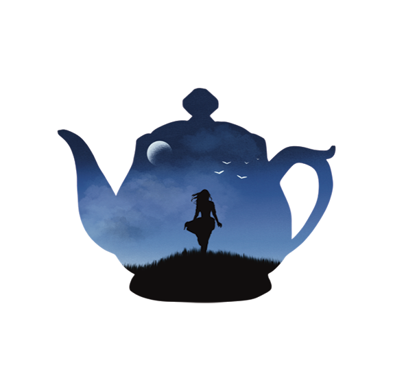 Vinyl Sticker - (Purple) Girl in Teapot