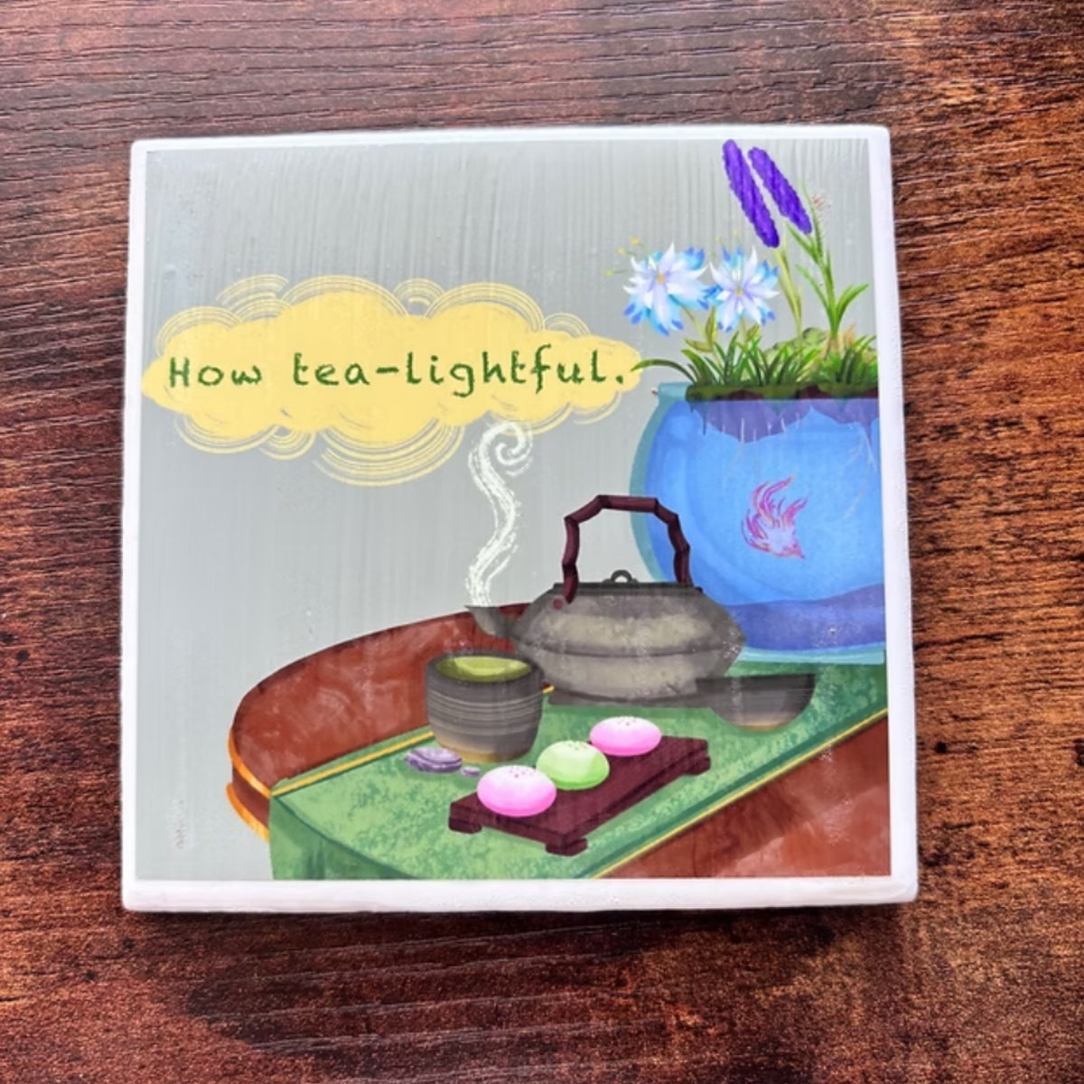 How Green Tea-lightful Tile Coaster