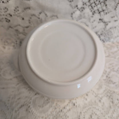 Vintage White Porcelain Teapot with Woven Bamboo Handle