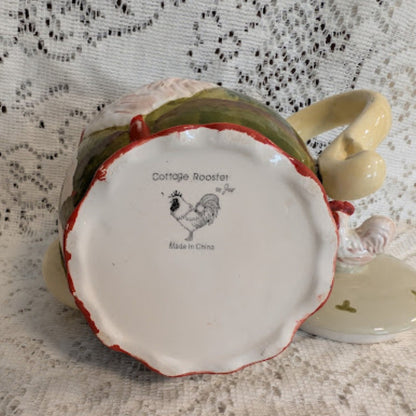 Vintage Cottage Rooster Teapot &amp; Creamer Set