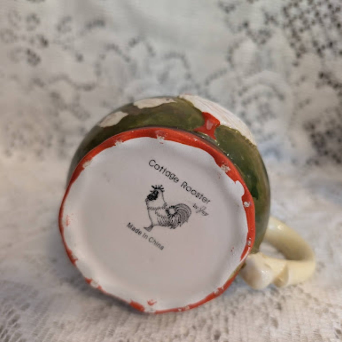 Vintage Cottage Rooster Teapot &amp; Creamer Set