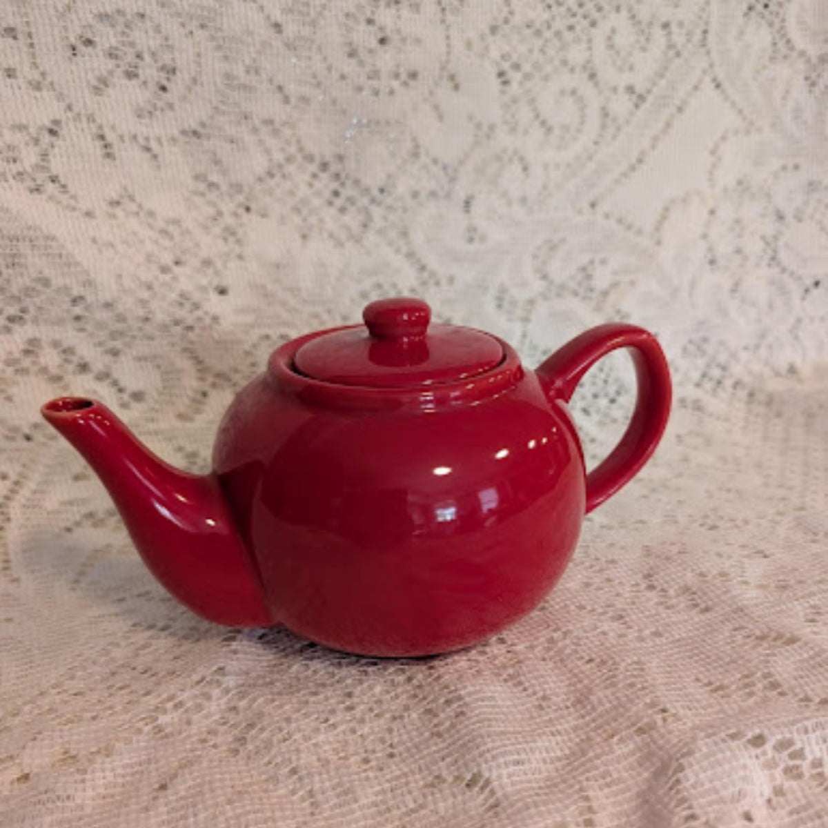 Vintage Baker Pottery Company Red Ceramic Teapot