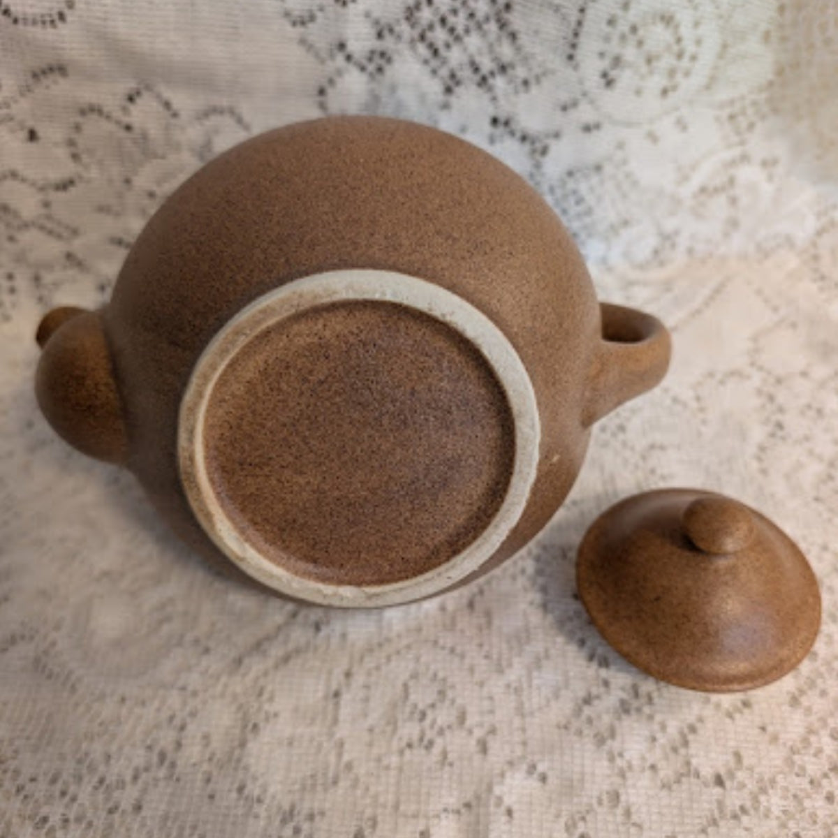 Vintage Speckled Brown Stoneware Teapot
