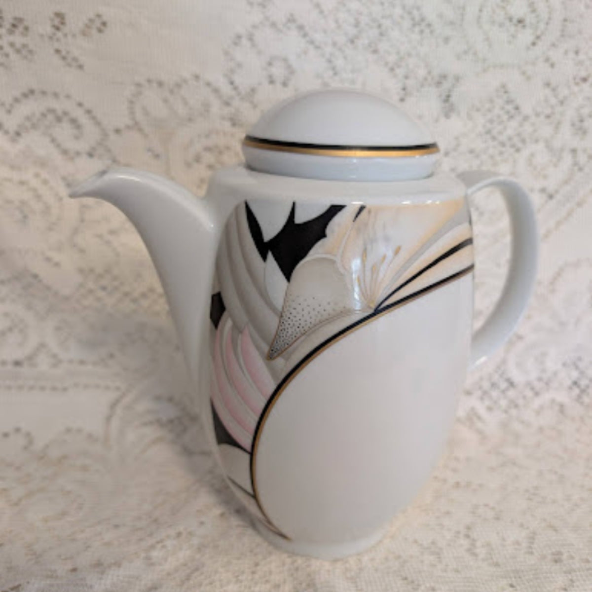 Vintage Edelstein Bavaria German Porcelain Teapot – Abstract Floral Design