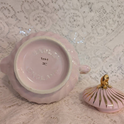 Vintage English Pink &amp; Gold Porcelain Teapot