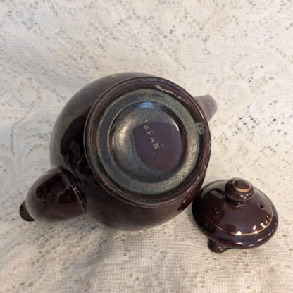 Vintage Japanese Brown Floral Stoneware Teapot