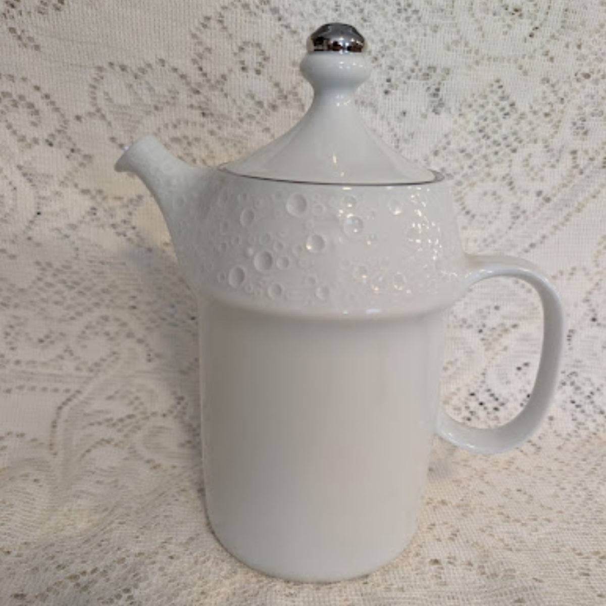Vintage Kaiser Porzellan Germany Embossed White Porcelain Teapot