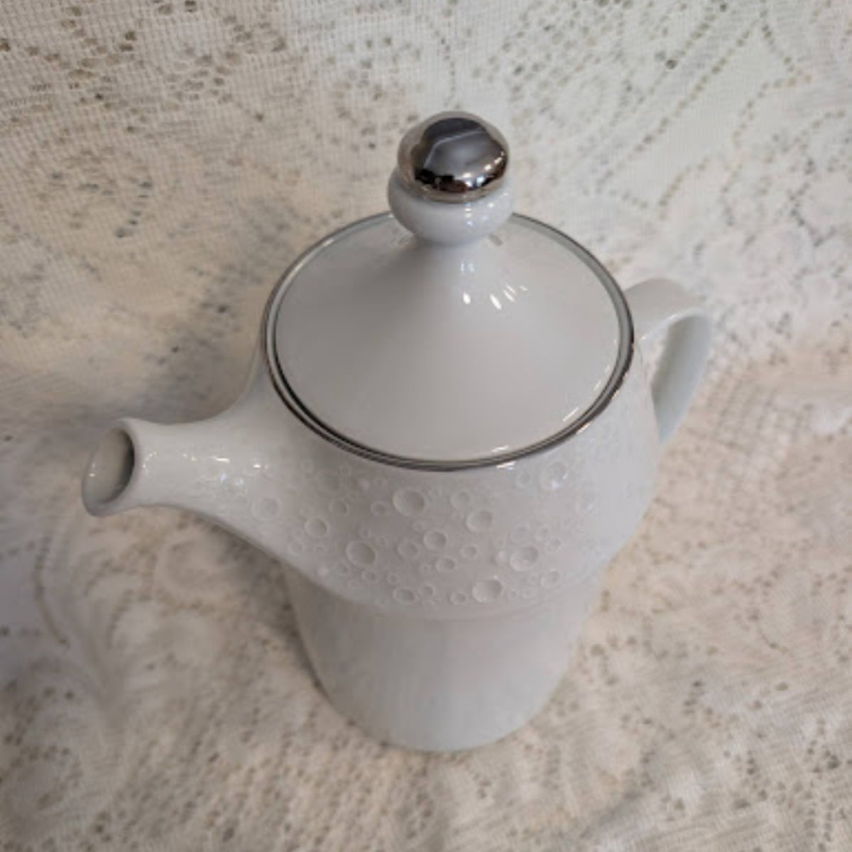 Vintage Kaiser Porzellan Germany Embossed White Porcelain Teapot