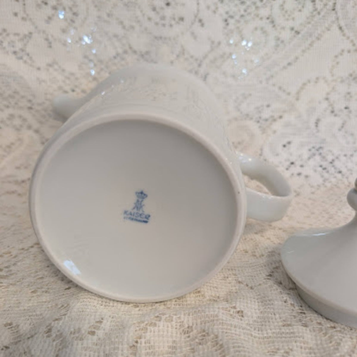 Vintage Kaiser Porzellan Germany Embossed White Porcelain Teapot