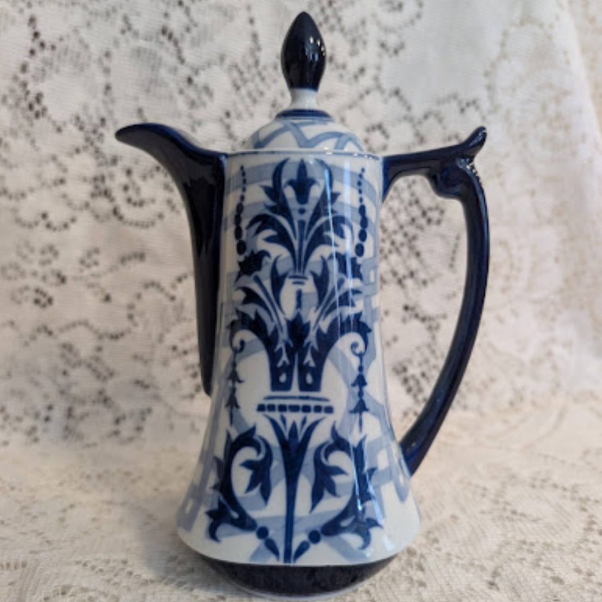 Vintage Bombay Blue &amp; White Porcelain Coffee Pot / Teapot