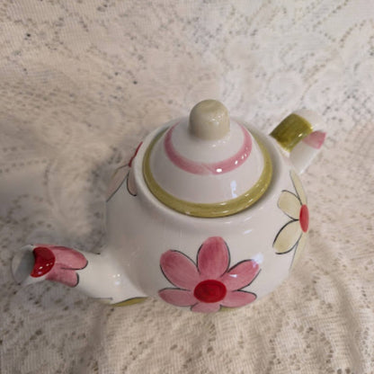 Vintage Hand-Painted Floral Ceramic Teapot