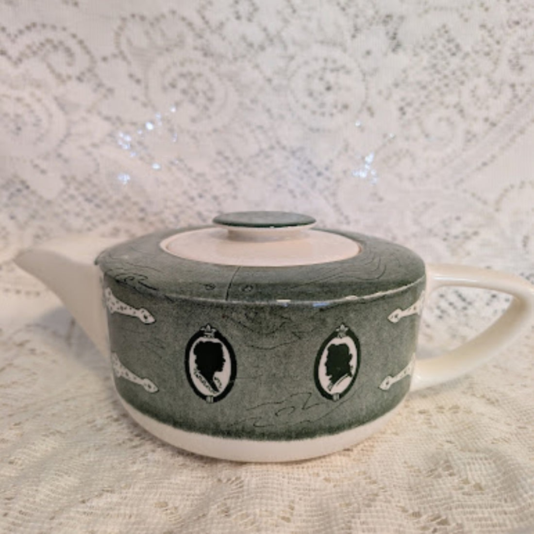Vintage Sage Green Art Pottery Ceramic Teapot