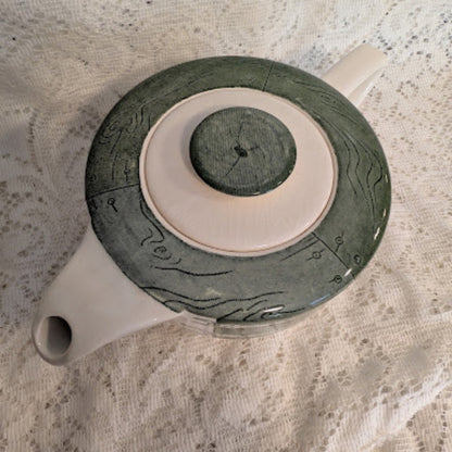 Vintage Sage Green Art Pottery Ceramic Teapot