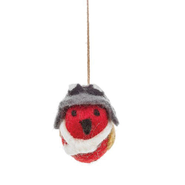 Handmade Felt Ornament - Aviator Robin