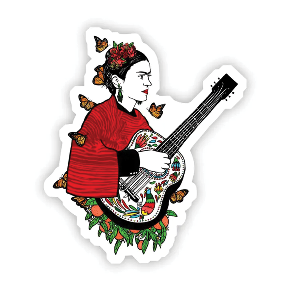 Vinyl Sticker - Frida Kahlo Guitar & Butterfly