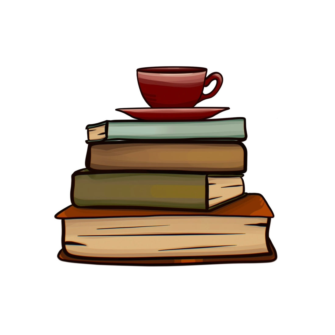 Vinyl Sticker - Mug on Books