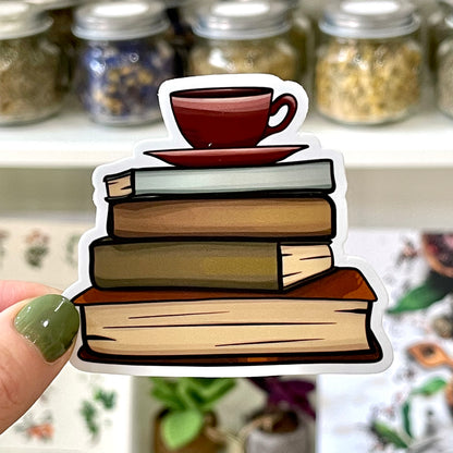 Vinyl Sticker - Mug on Books