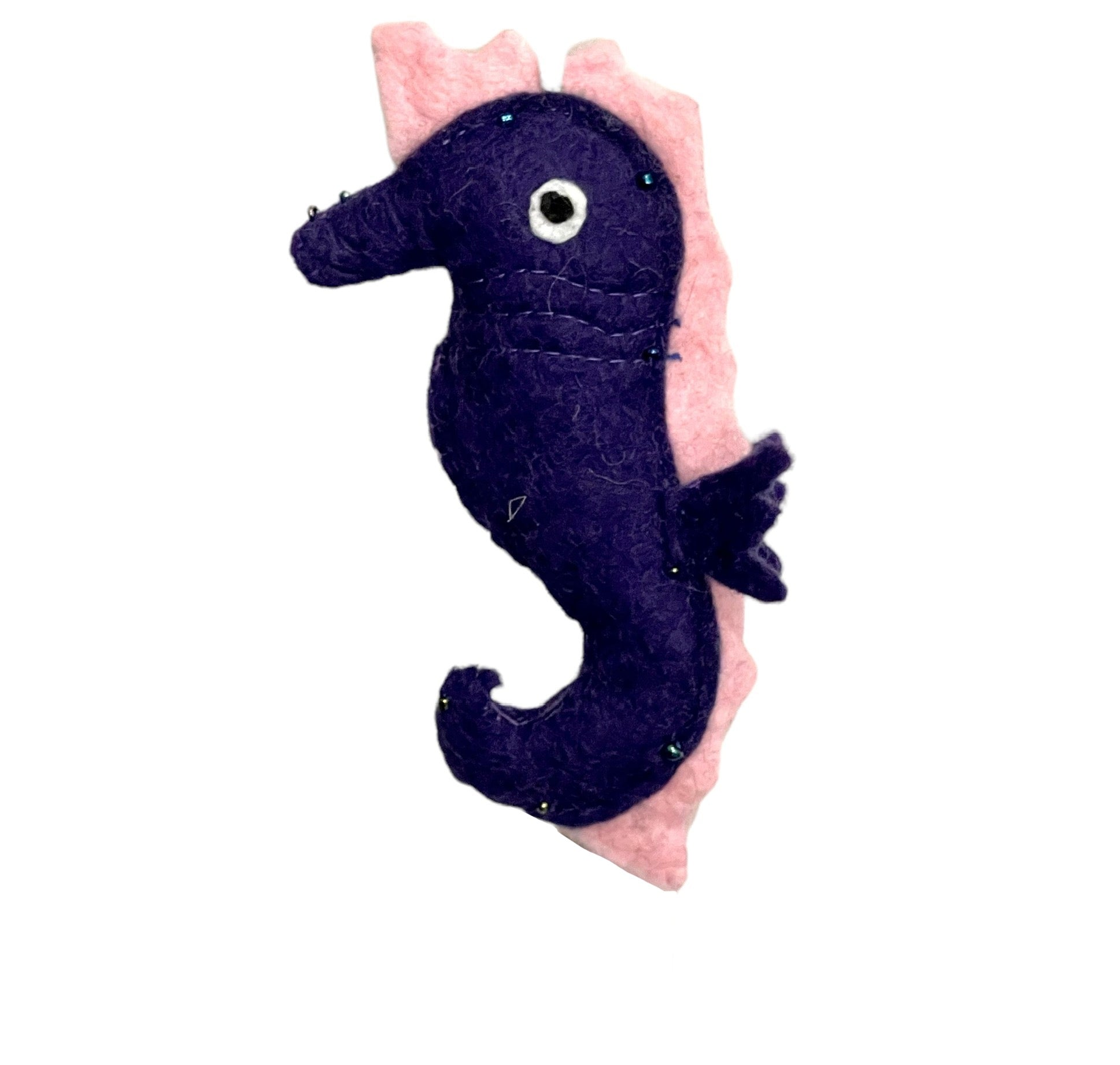 Handmade Felt Ornament - Purple Seahorse
