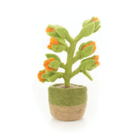 Handmade Felt Miniature Plant - Orange Bloom