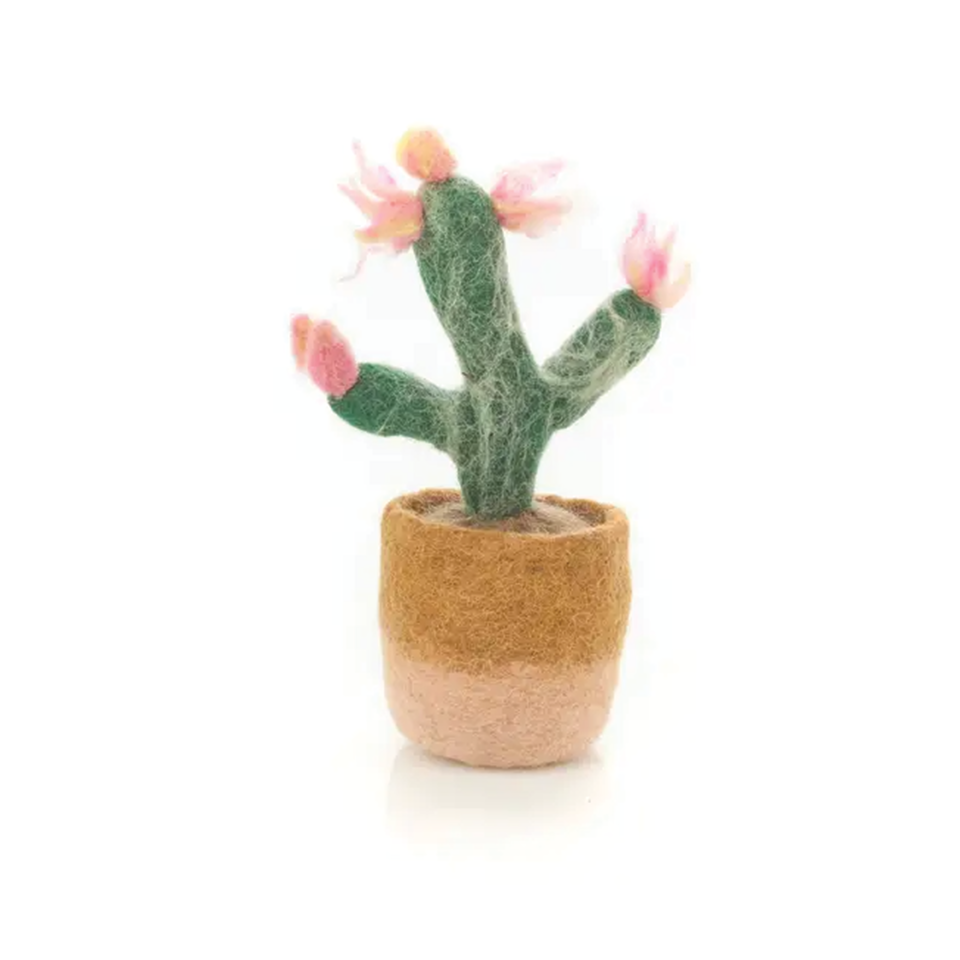 Handmade Felt Miniature Plant - Pink Cactus