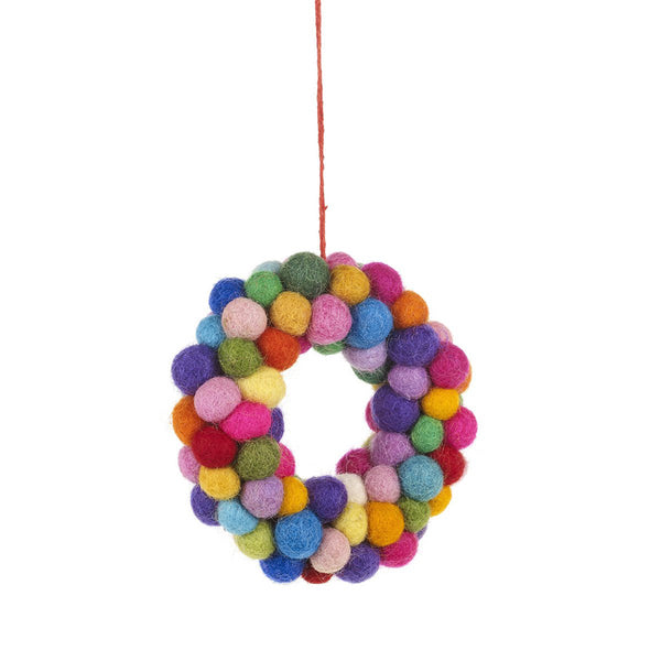 Handmade Felt Ornament - Rainbow Wreath