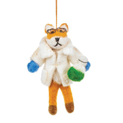 Handmade Felt Ornament - Scientist Fox