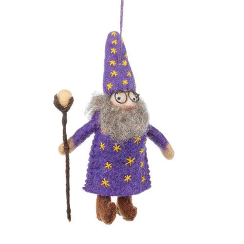 Handmade Felt Ornament - Wendall the Wizard